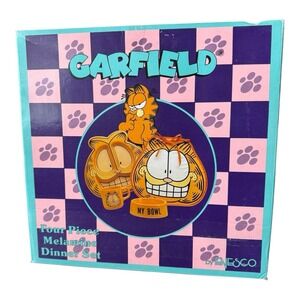 Garfield Children's Melamine Dinner Set 4 Pieces 1990s Vintage